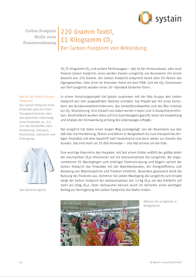 Product Carbon Footprint von Bekleidung