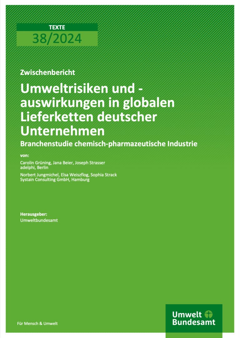 Umweltrisiken und -auswirkungen in globalen Lieferketten deutscher Unternehmen – Branchenstudie chemisch-pharmazeutische Industrie