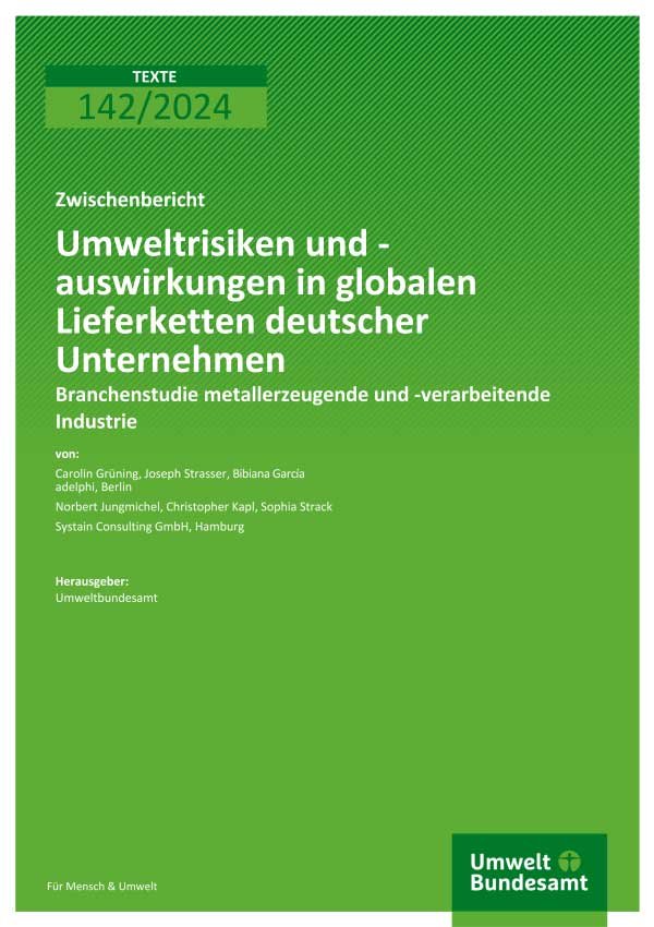 Umweltrisiken und -auswirkungen in globalen Lieferketten deutscher Unternehmen – Branchenstudie metallerzeugende und -verarbeitende Industrie