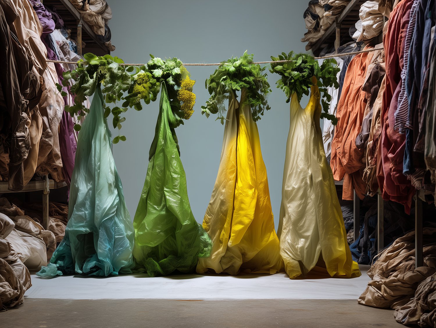 Greenwashing Shein: Müllsäcke mit Pflanzen